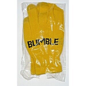 Bumble Dating knitted gloves mitts yellow black one siz Honey women men winter